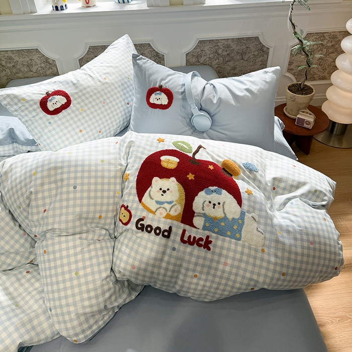 91家纺网 家纺一手货源 找家纺 （总）欣宜家纺 2026新款全棉纯棉卡通毛巾绣四件套床上用品套件