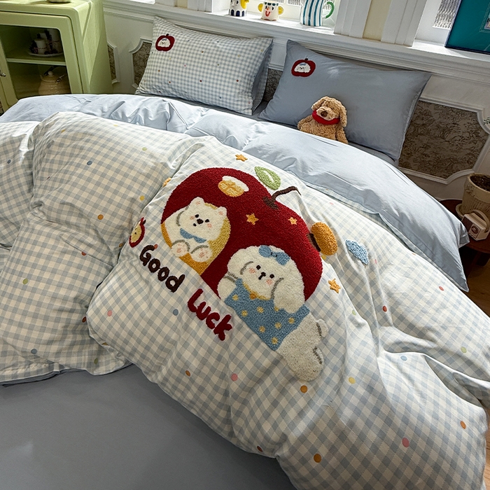 91家纺网 家纺一手货源 找家纺 （总）欣宜家纺 2026新款全棉纯棉卡通毛巾绣四件套床上用品套件