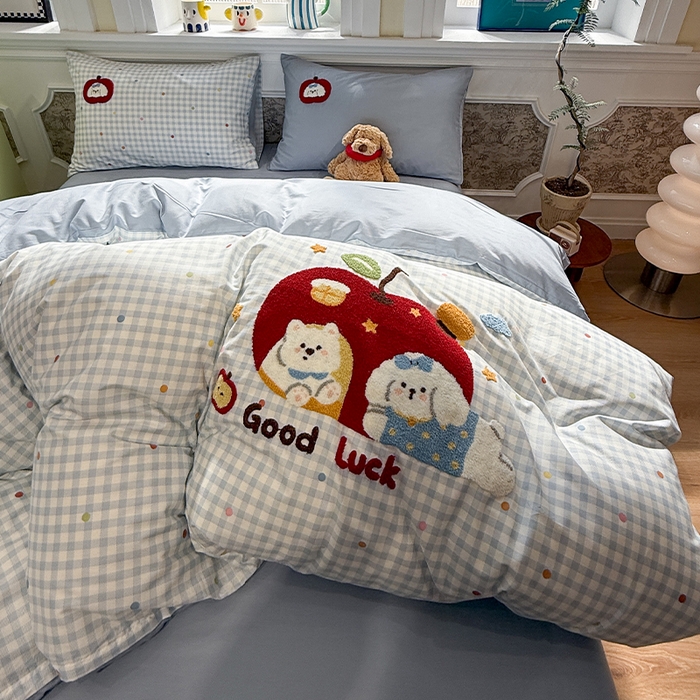 91家纺网 家纺一手货源 找家纺 （总）欣宜家纺 2026新款全棉纯棉卡通毛巾绣四件套床上用品套件