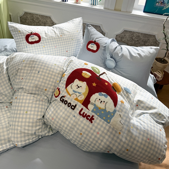 91家纺网 家纺一手货源 找家纺 （总）欣宜家纺 2026新款全棉纯棉卡通毛巾绣四件套床上用品套件