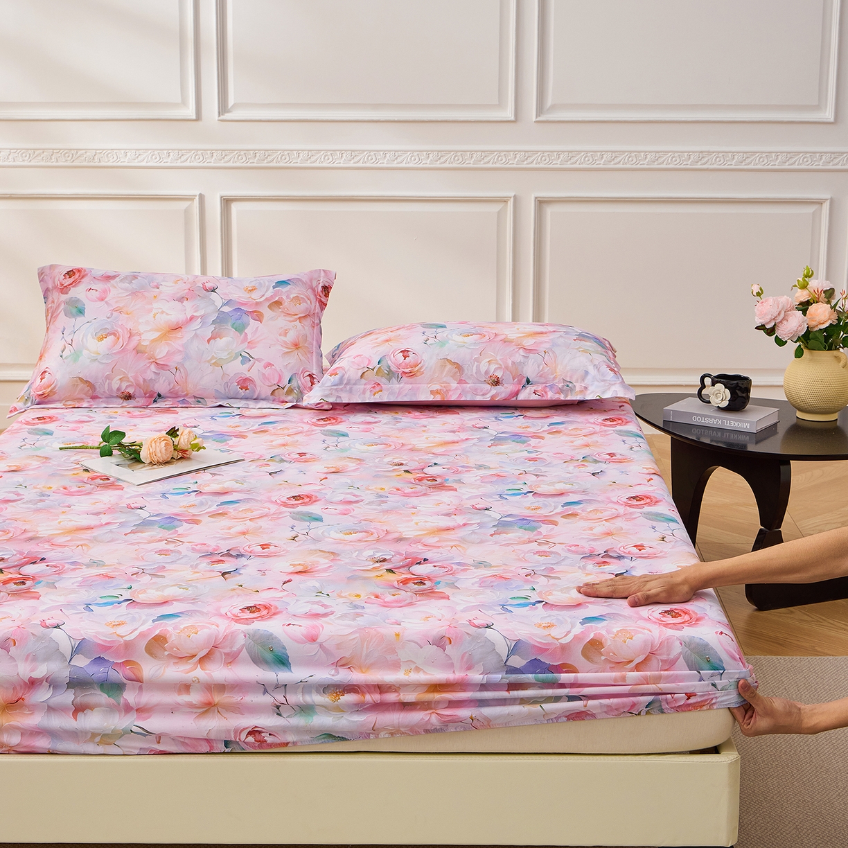 91家纺网 家纺一手货源 找家纺 元元家居（元元被业） 2026新款全棉13372套件及单品【印花款】-单床笠 凝珠