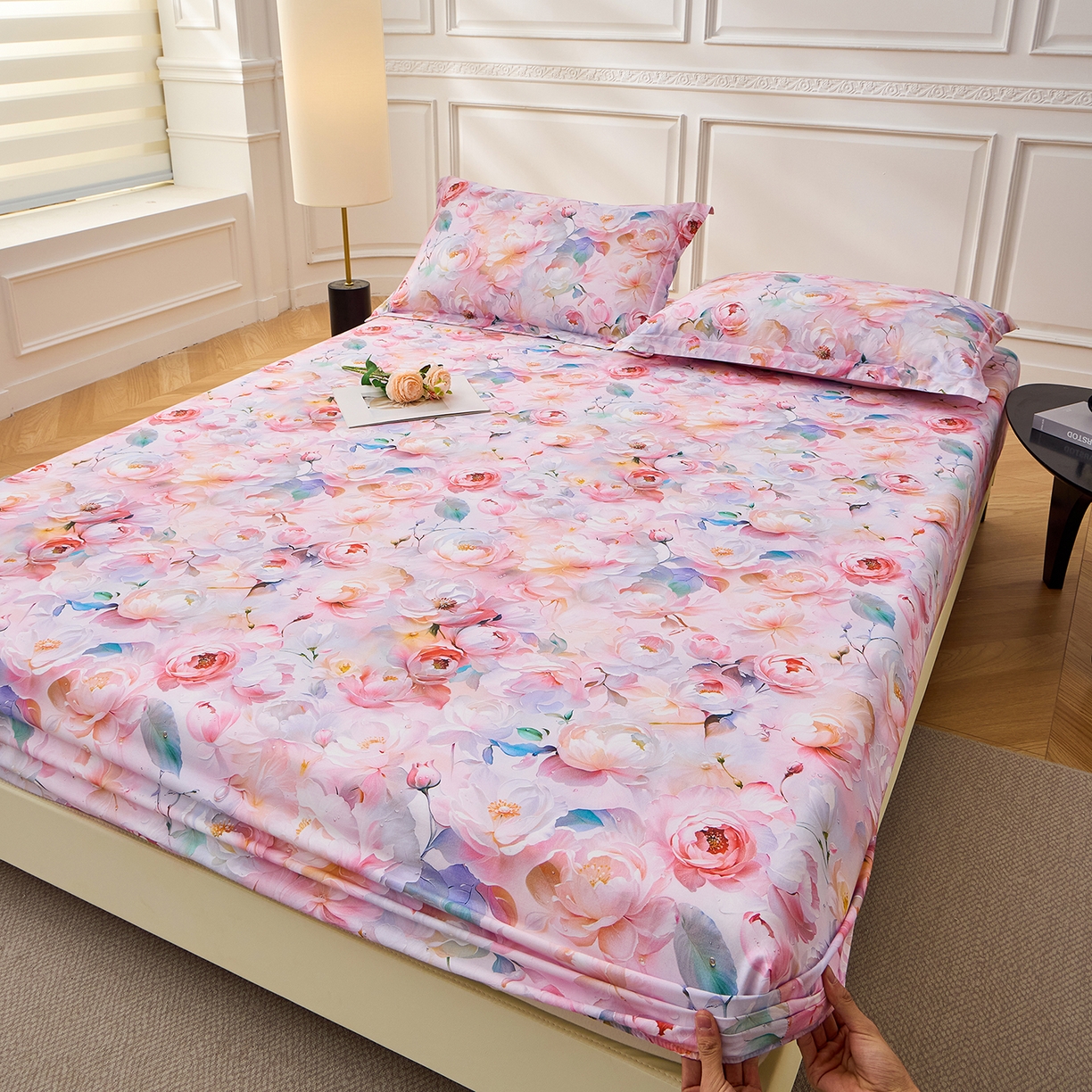 91家纺网 家纺一手货源 找家纺 元元家居（元元被业） 2026新款全棉13372套件及单品【印花款】-单床笠 凝珠