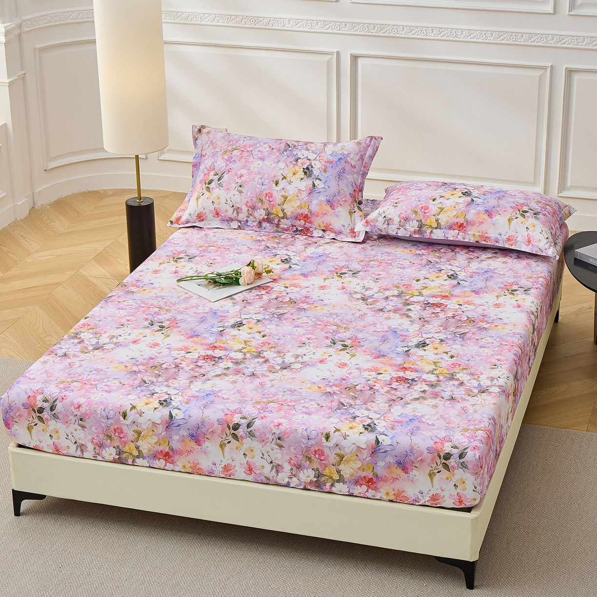 91家纺网 家纺一手货源 找家纺 元元家居（元元被业） 2026新款全棉13372套件及单品【印花款】-单床笠 闪亮