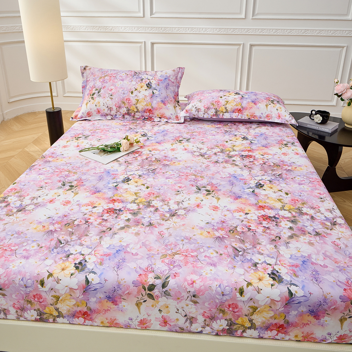 91家纺网 家纺一手货源 找家纺 元元家居（元元被业） 2026新款全棉13372套件及单品【印花款】-单床笠 闪亮