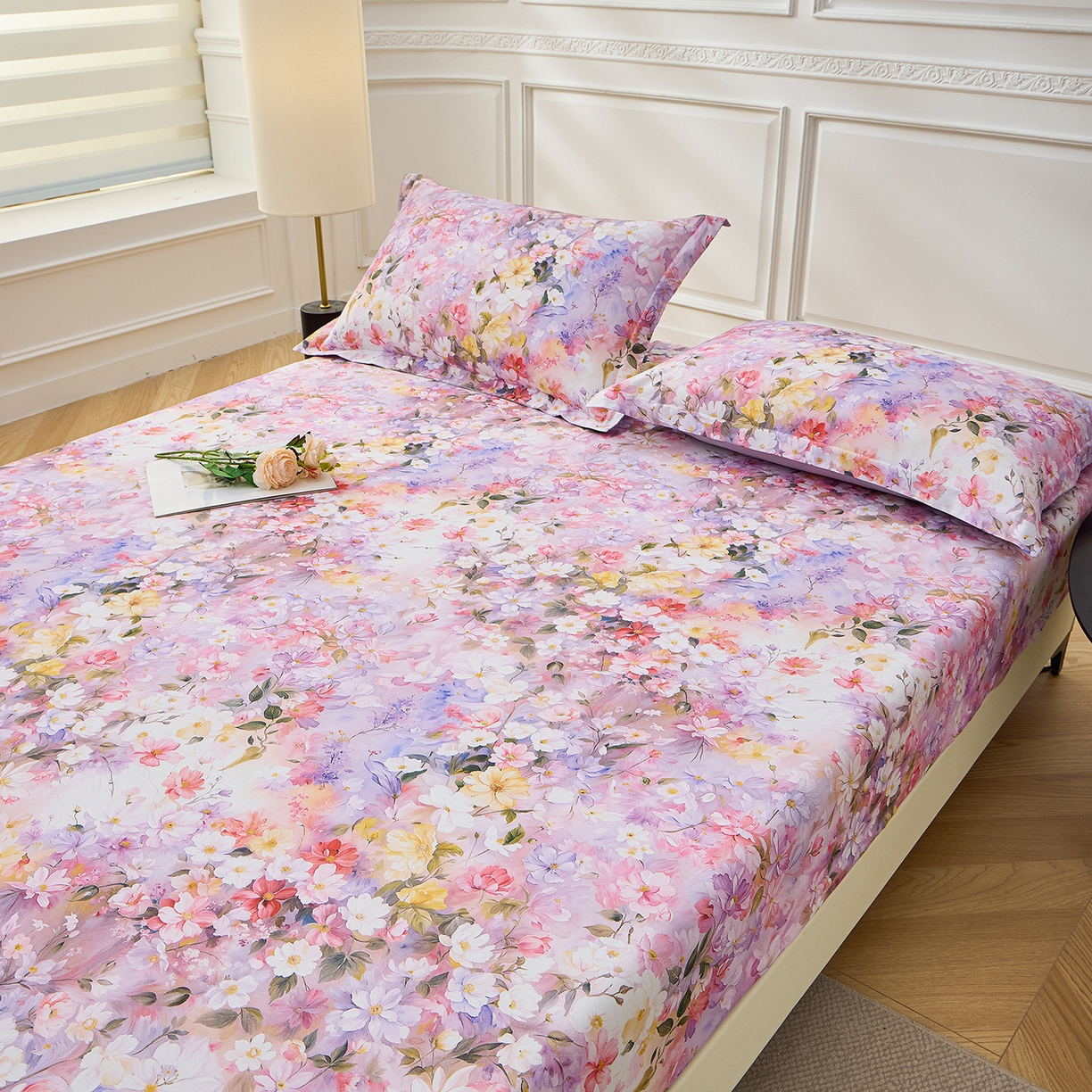 91家纺网 家纺一手货源 找家纺 元元家居（元元被业） 2026新款全棉13372套件及单品【印花款】-单床笠 闪亮