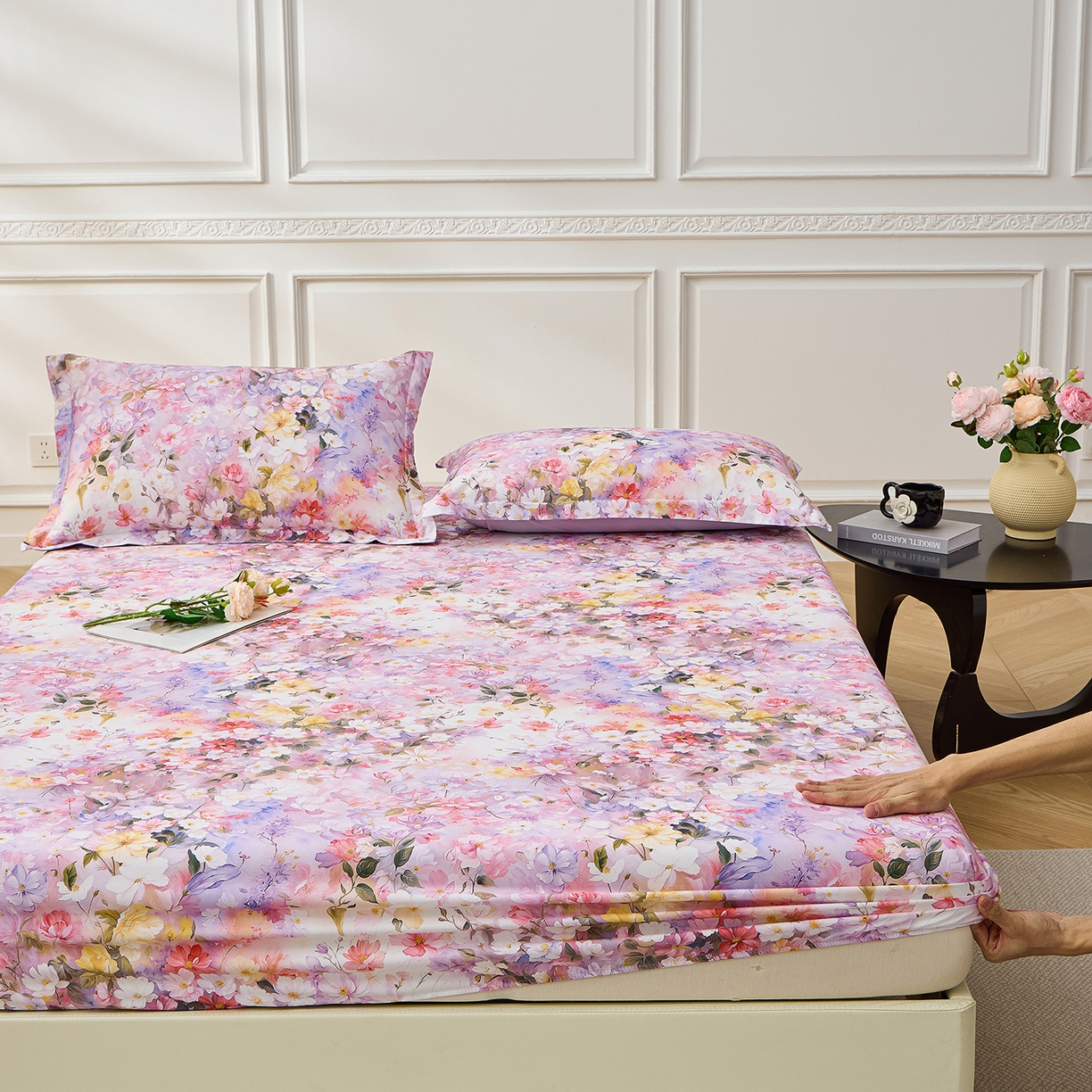 91家纺网 家纺一手货源 找家纺 元元家居（元元被业） 2026新款全棉13372套件及单品【印花款】-单床笠 闪亮