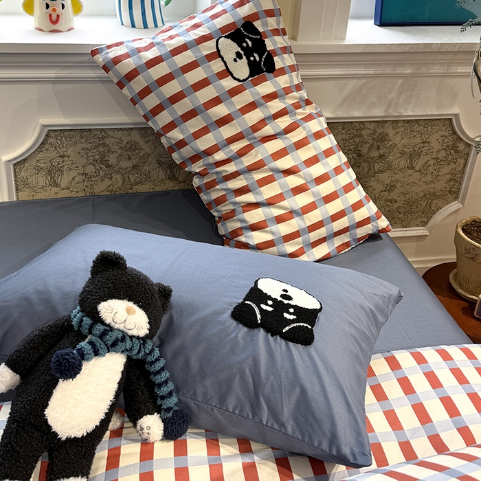 91家纺网 家纺一手货源 找家纺 欣宜家纺 2026新款全棉纯棉卡通毛巾绣四件套床上用品套件 晚安雪纳瑞