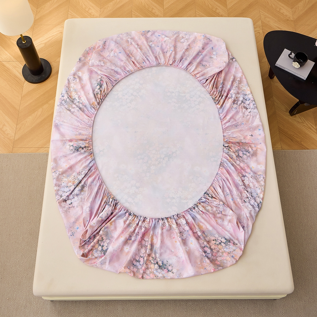 91家纺网 家纺一手货源 找家纺 元元家居（元元被业） 2026新款全棉13372套件及单品【印花款】-单床笠 时光