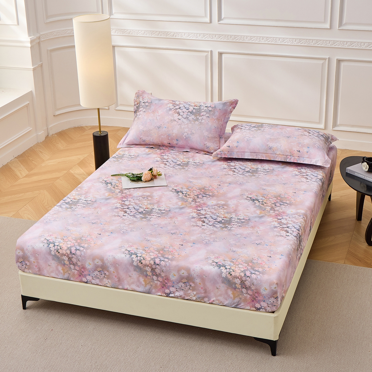 91家纺网 家纺一手货源 找家纺 元元家居（元元被业） 2026新款全棉13372套件及单品【印花款】-单床笠 时光