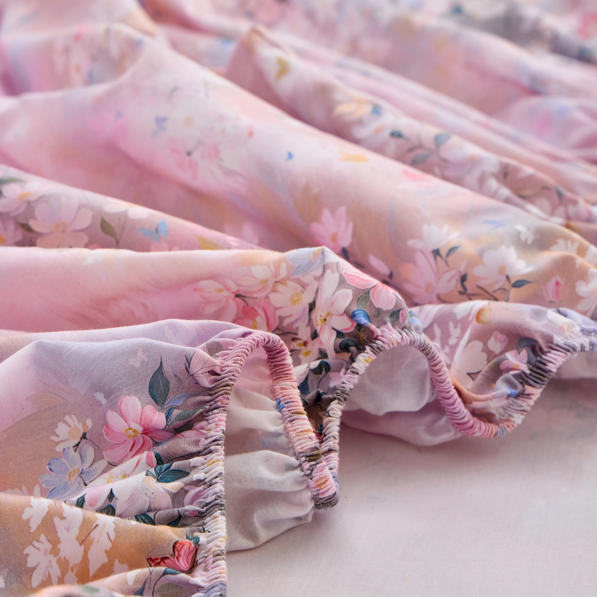 91家纺网 家纺一手货源 找家纺 元元家居（元元被业） 2026新款全棉13372套件及单品【印花款】-单床笠 时光