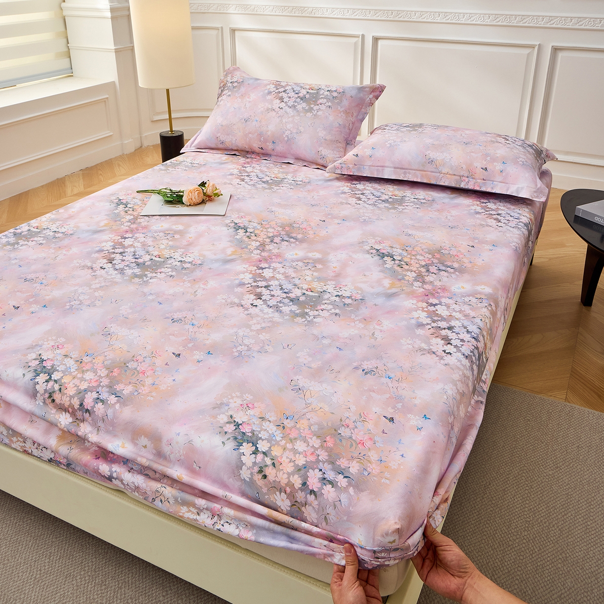 91家纺网 家纺一手货源 找家纺 元元家居（元元被业） 2026新款全棉13372套件及单品【印花款】-单床笠 时光