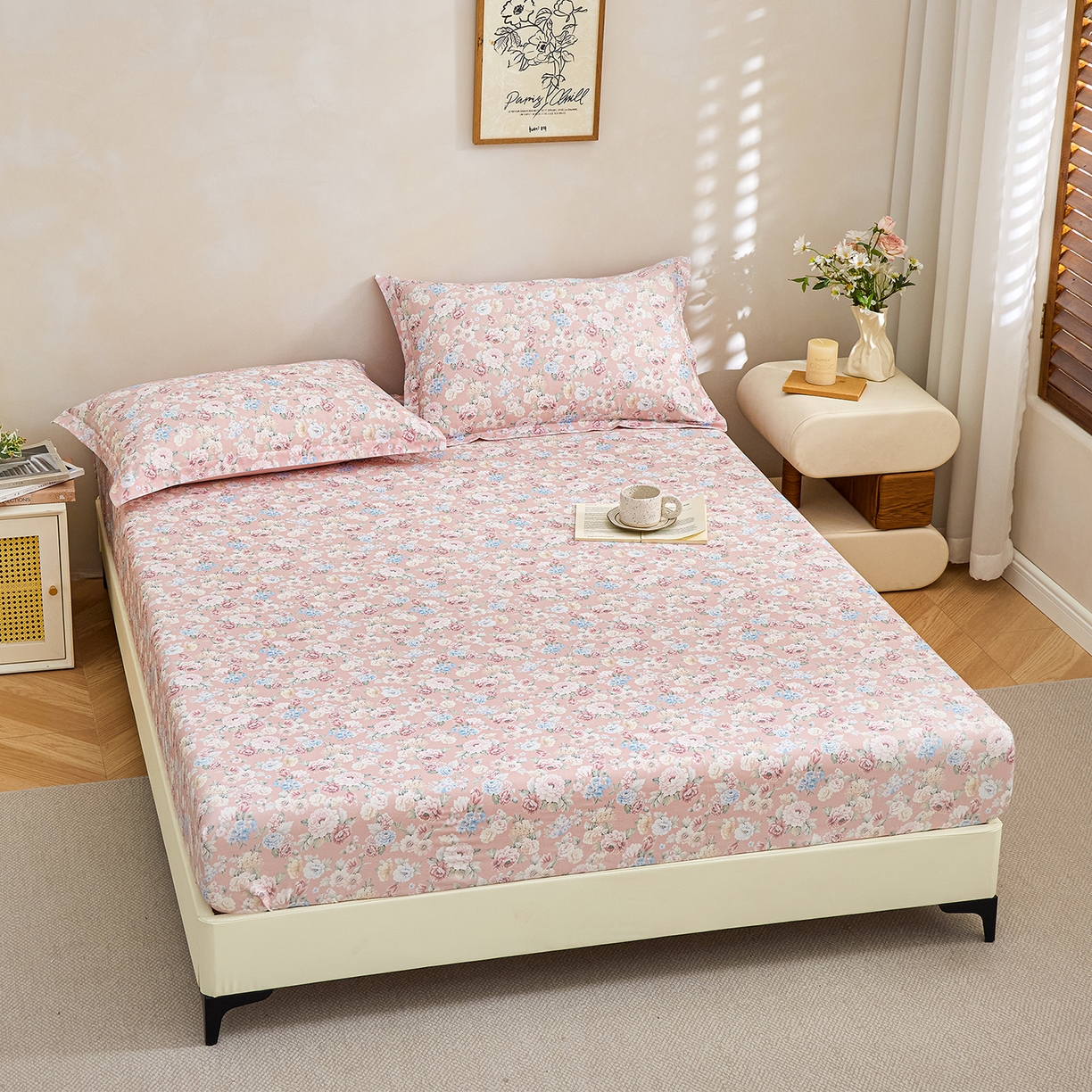 91家纺网 家纺一手货源 找家纺 元元家居（元元被业） 2026新款全棉13372套件及单品【印花款】-单床笠 朔奇