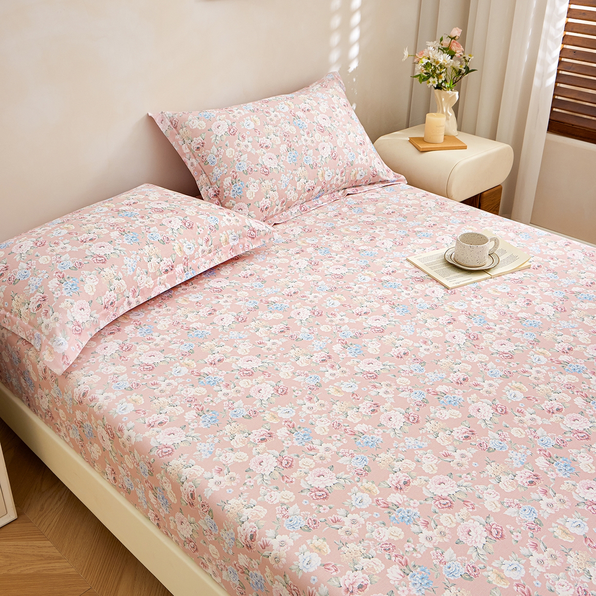 91家纺网 家纺一手货源 找家纺 元元家居（元元被业） 2026新款全棉13372套件及单品【印花款】-单床笠 朔奇