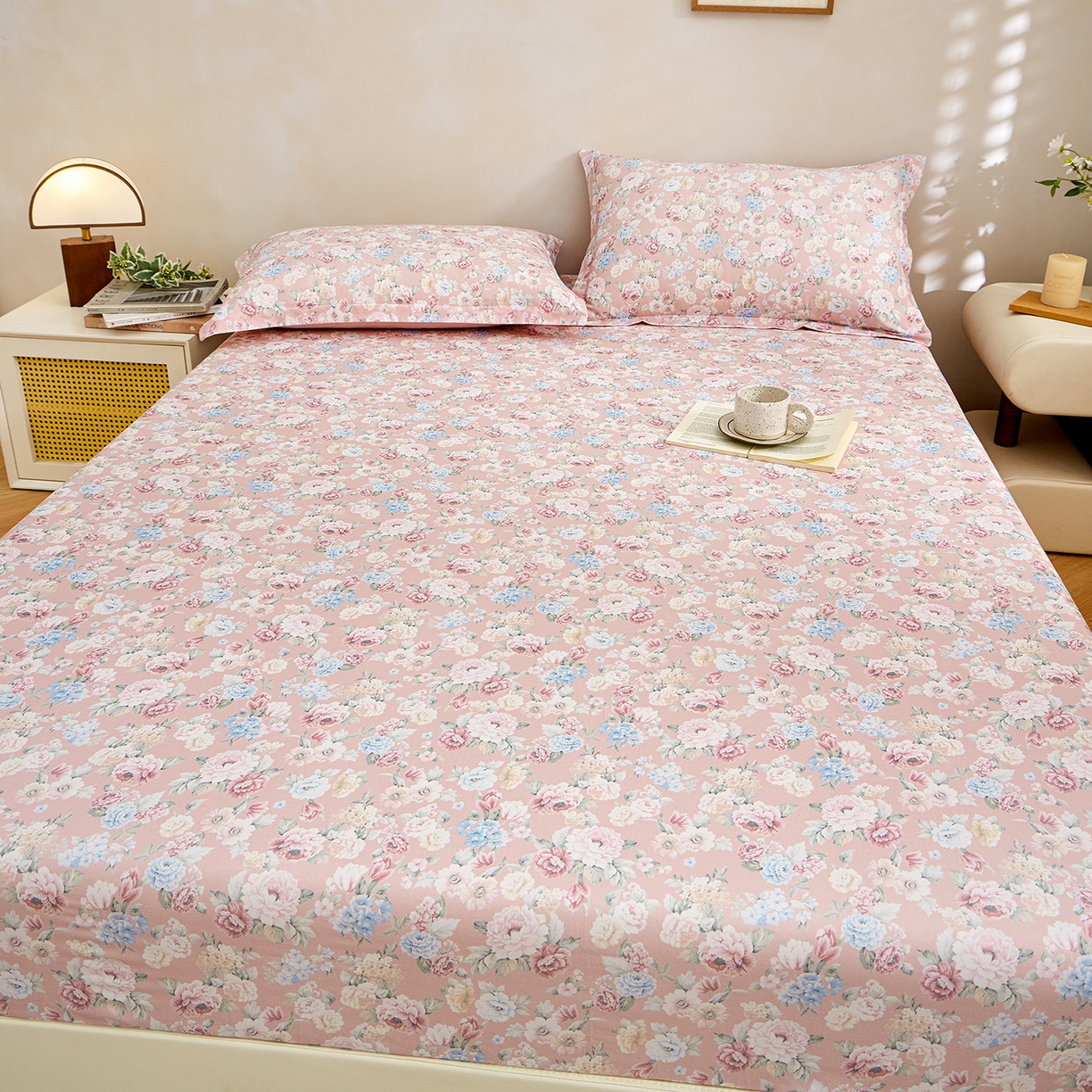 91家纺网 家纺一手货源 找家纺 元元家居（元元被业） 2026新款全棉13372套件及单品【印花款】-单床笠 朔奇