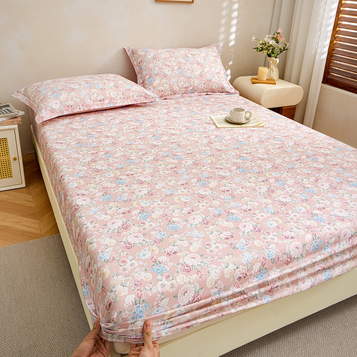 91家纺网 家纺一手货源 找家纺 元元家居（元元被业） 2026新款全棉13372套件及单品【印花款】-单床笠 朔奇