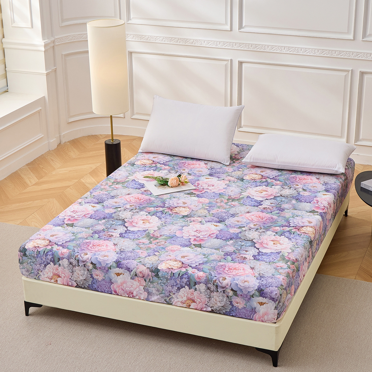 91家纺网 家纺一手货源 找家纺 元元家居（元元被业） 2026新款全棉13372套件及单品【印花款】-单床笠 思思