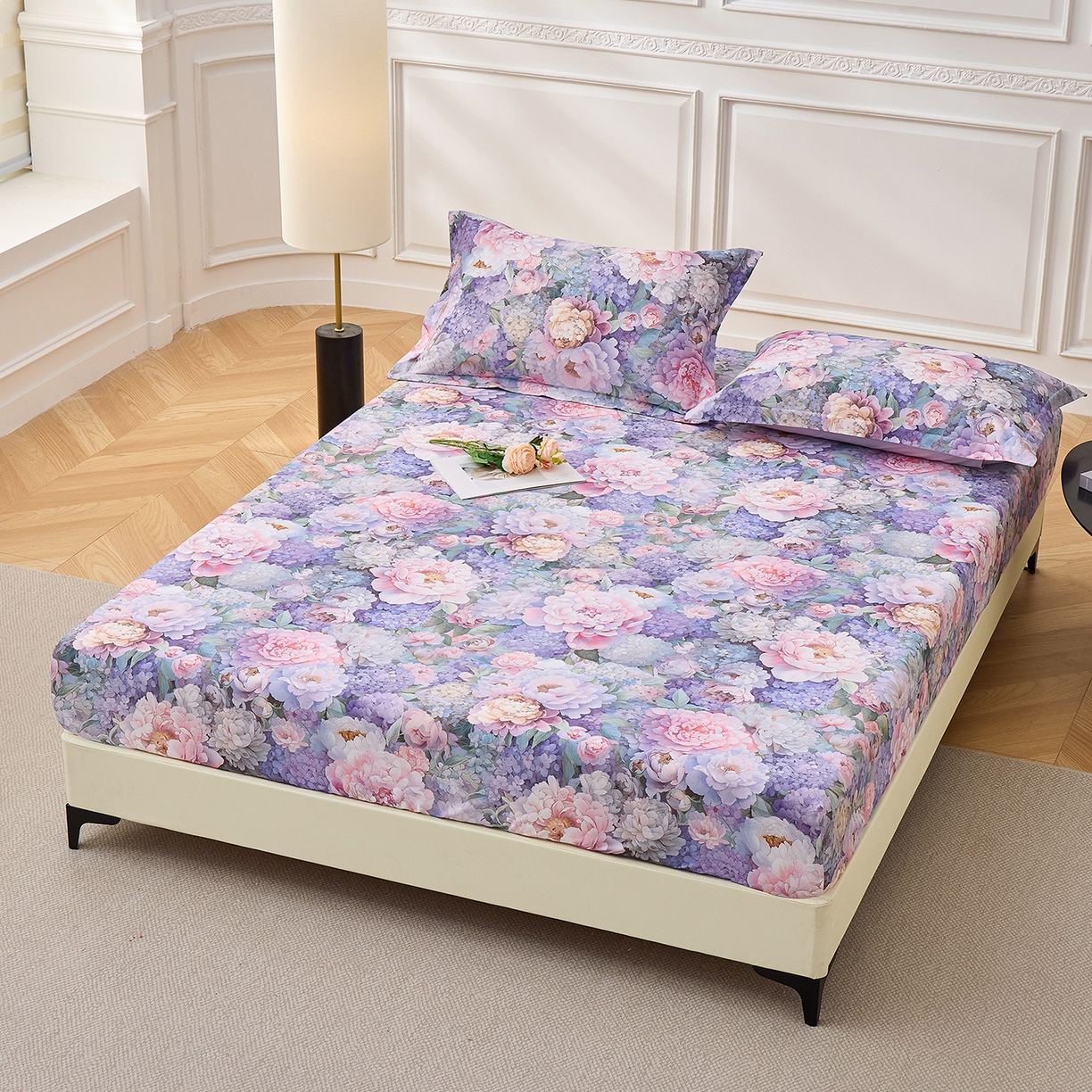 91家纺网 家纺一手货源 找家纺 元元家居（元元被业） 2026新款全棉13372套件及单品【印花款】-单床笠 思思