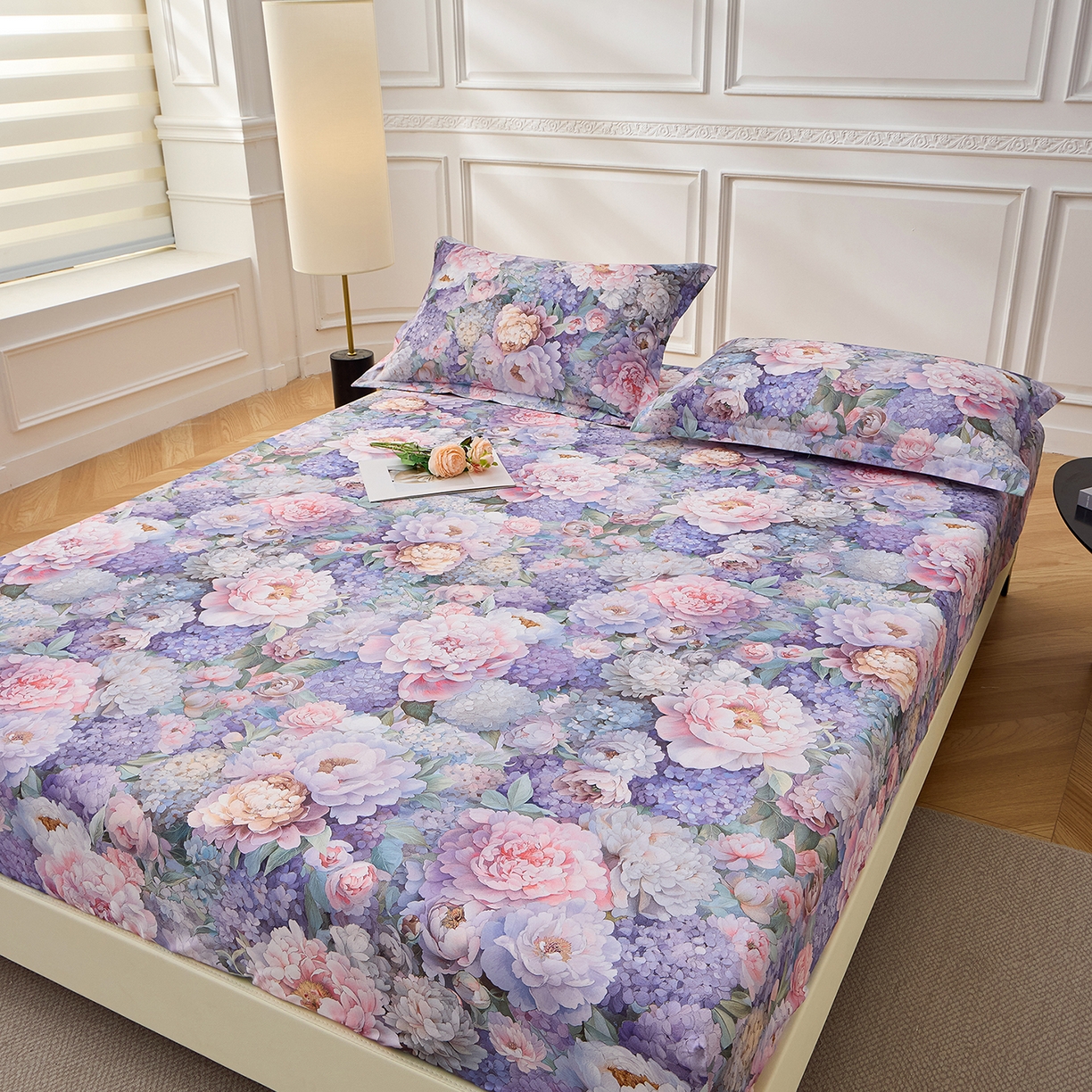 91家纺网 家纺一手货源 找家纺 元元家居（元元被业） 2026新款全棉13372套件及单品【印花款】-单床笠 思思