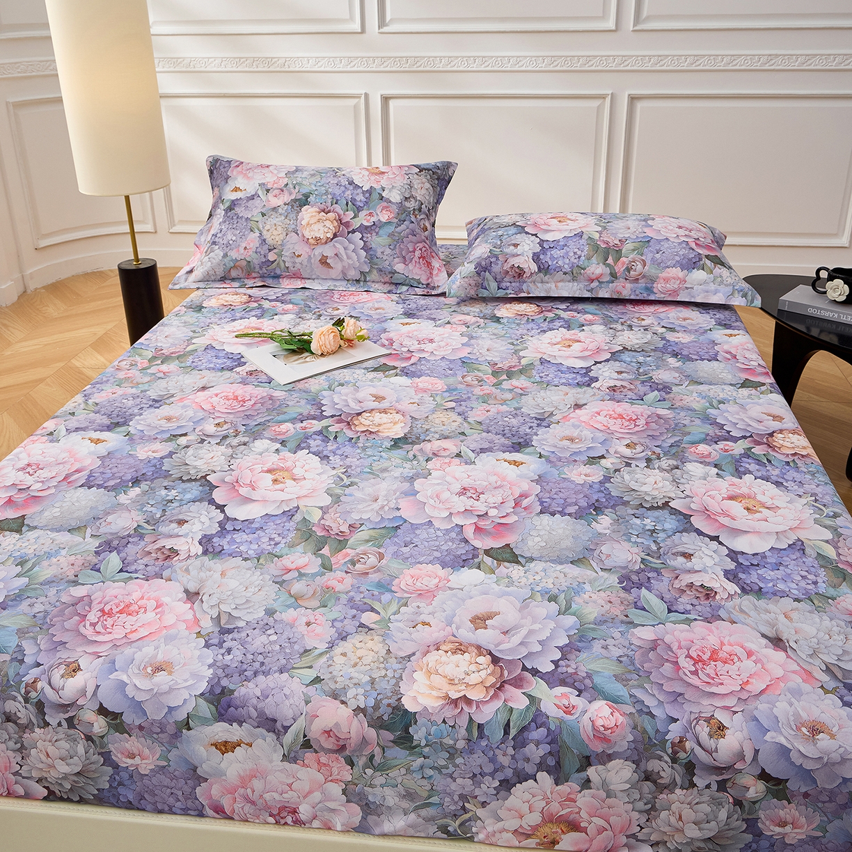 91家纺网 家纺一手货源 找家纺 元元家居（元元被业） 2026新款全棉13372套件及单品【印花款】-单床笠 思思