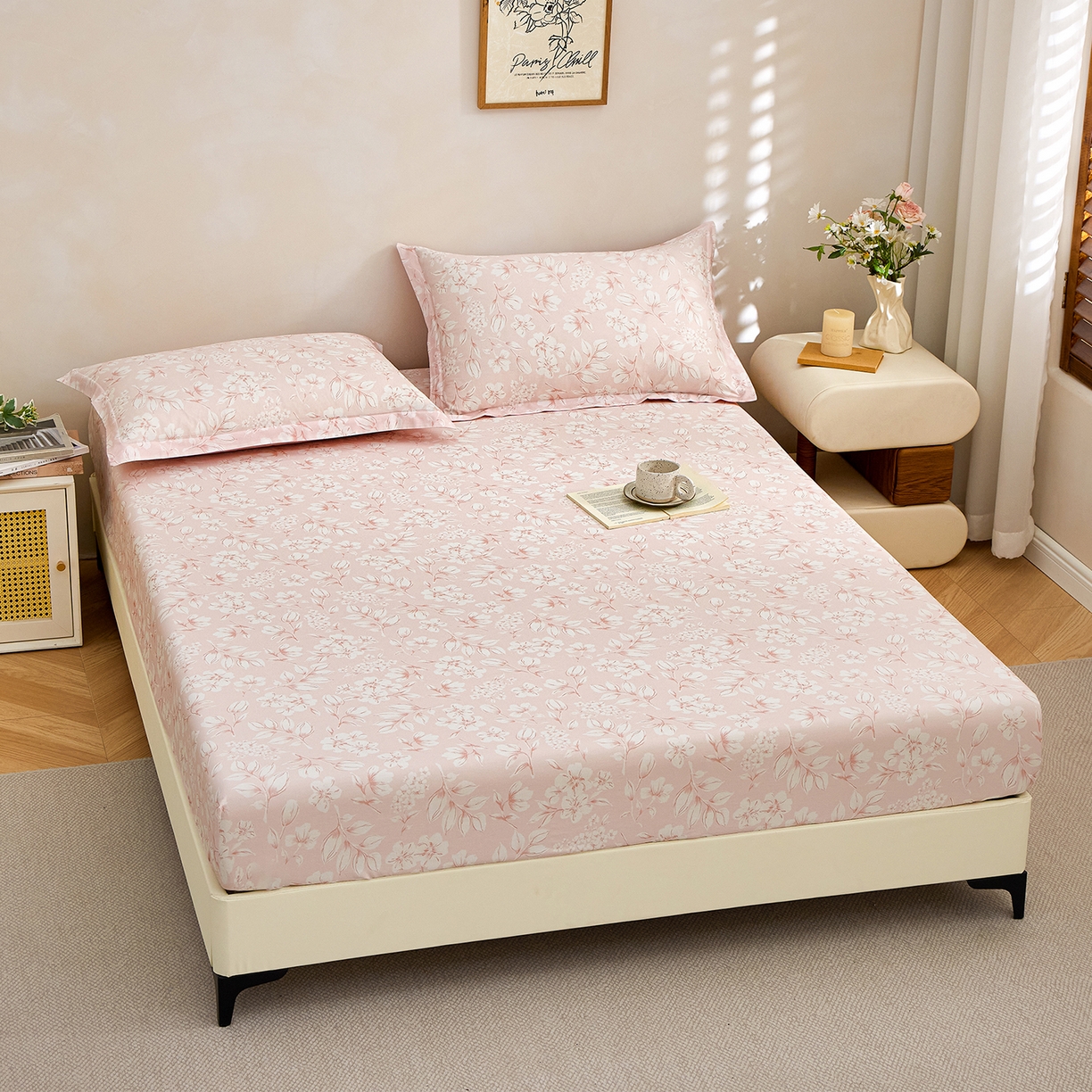 91家纺网 家纺一手货源 找家纺 元元家居（元元被业） 2026新款全棉13372套件及单品【印花款】-单床笠 婉约