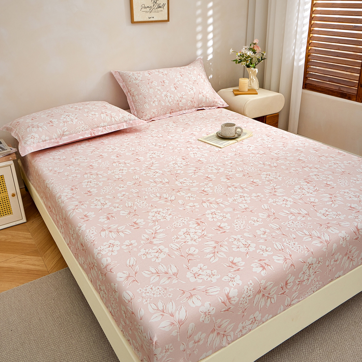 91家纺网 家纺一手货源 找家纺 元元家居（元元被业） 2026新款全棉13372套件及单品【印花款】-单床笠 婉约