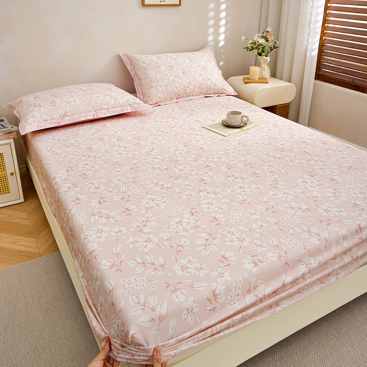 91家纺网 家纺一手货源 找家纺 元元家居（元元被业） 2026新款全棉13372套件及单品【印花款】-单床笠 婉约