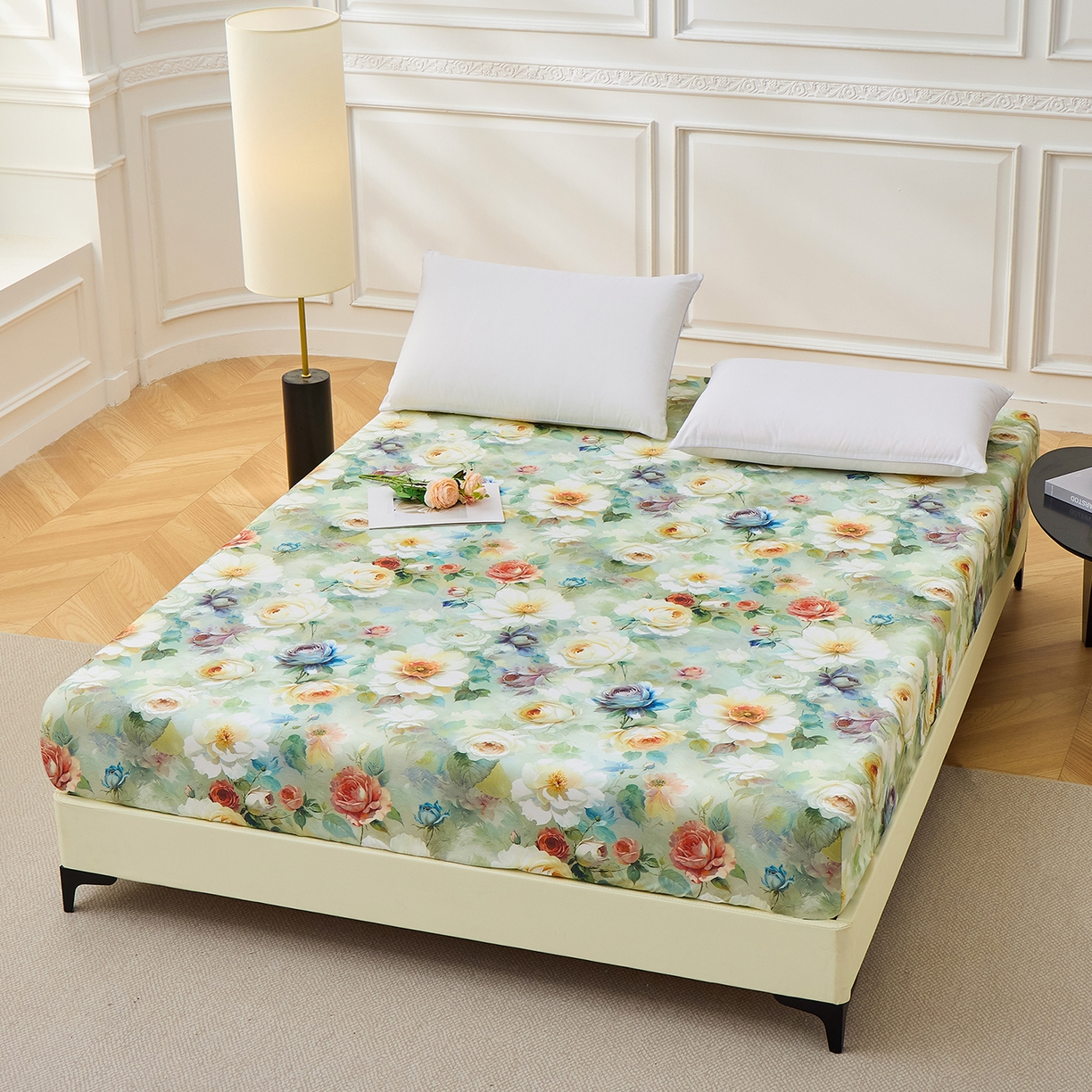 91家纺网 家纺一手货源 找家纺 元元家居（元元被业） 2026新款全棉13372套件及单品【印花款】-单床笠 秀丽