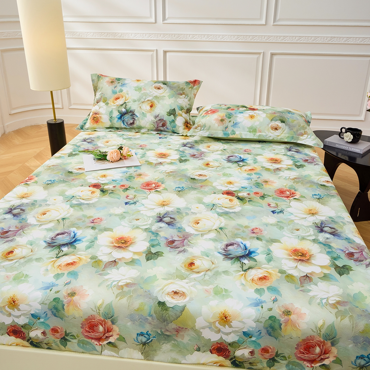 91家纺网 家纺一手货源 找家纺 元元家居（元元被业） 2026新款全棉13372套件及单品【印花款】-单床笠 秀丽