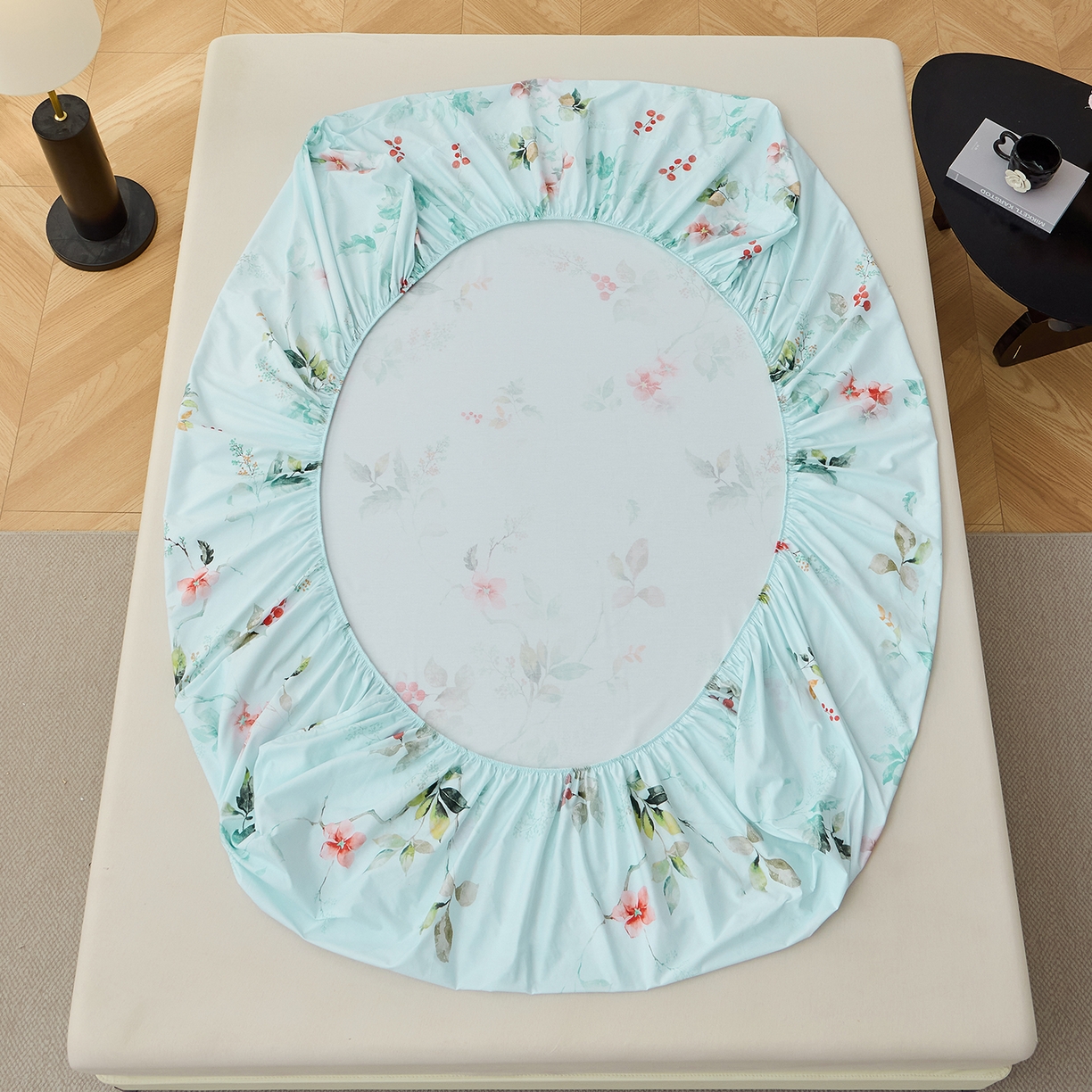 91家纺网 家纺一手货源 找家纺 元元家居（元元被业） 2026新款全棉13372套件及单品【印花款】-单床笠 有枝