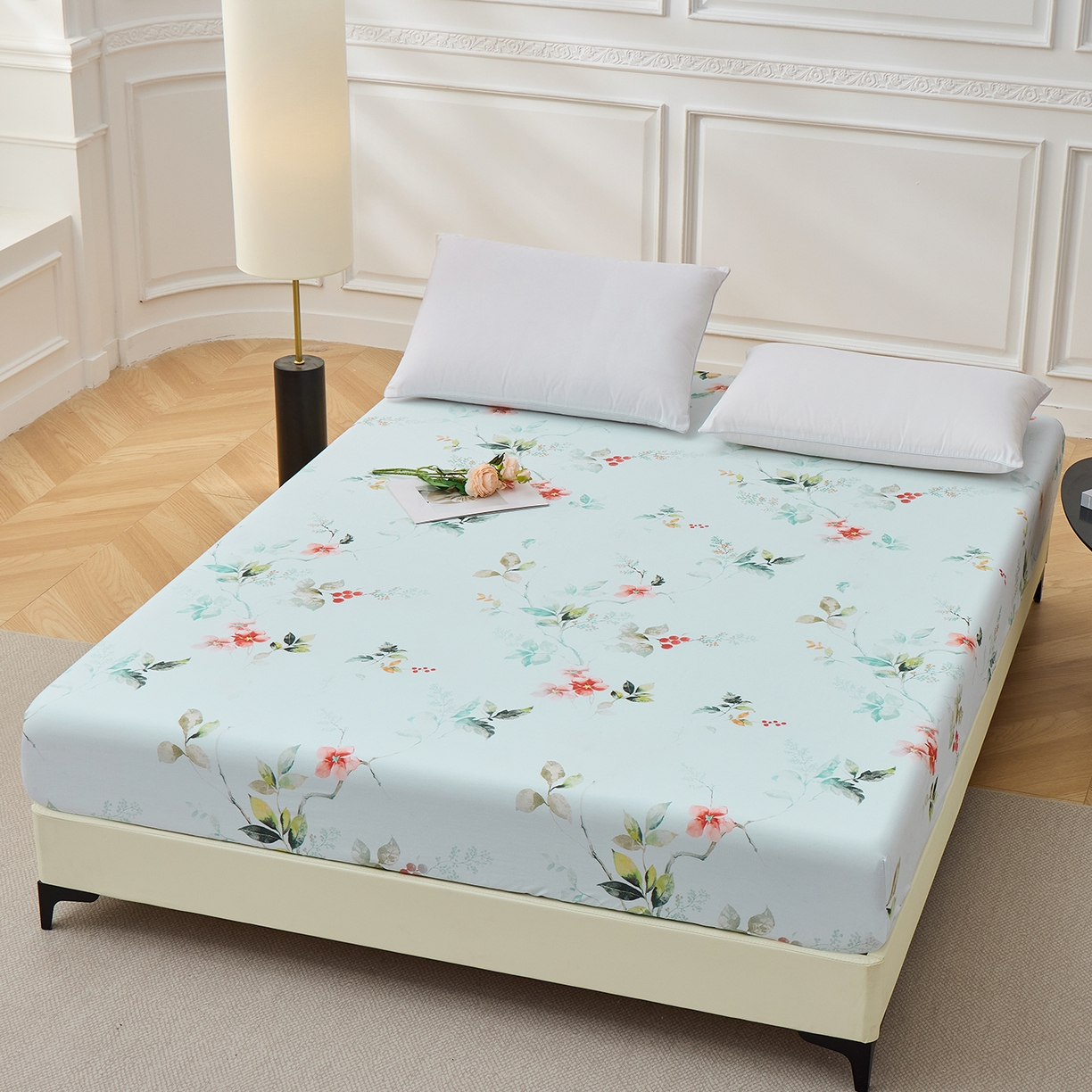 91家纺网 家纺一手货源 找家纺 元元家居（元元被业） 2026新款全棉13372套件及单品【印花款】-单床笠 有枝