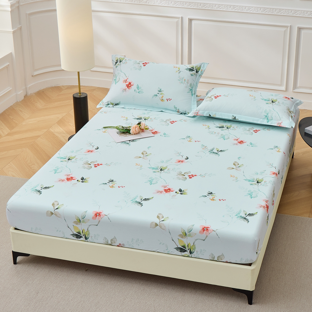 91家纺网 家纺一手货源 找家纺 元元家居（元元被业） 2026新款全棉13372套件及单品【印花款】-单床笠 有枝