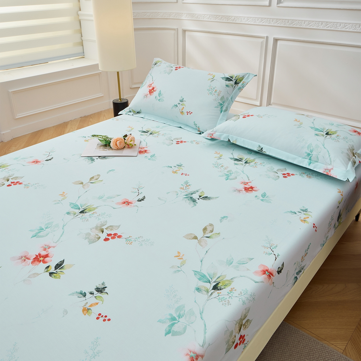 91家纺网 家纺一手货源 找家纺 元元家居（元元被业） 2026新款全棉13372套件及单品【印花款】-单床笠 有枝