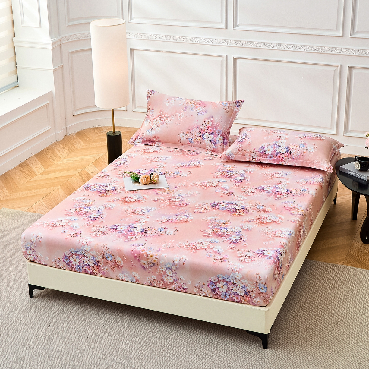 91家纺网 家纺一手货源 找家纺 元元家居（元元被业） 2026新款全棉13372套件及单品【印花款】-单床笠 月棠