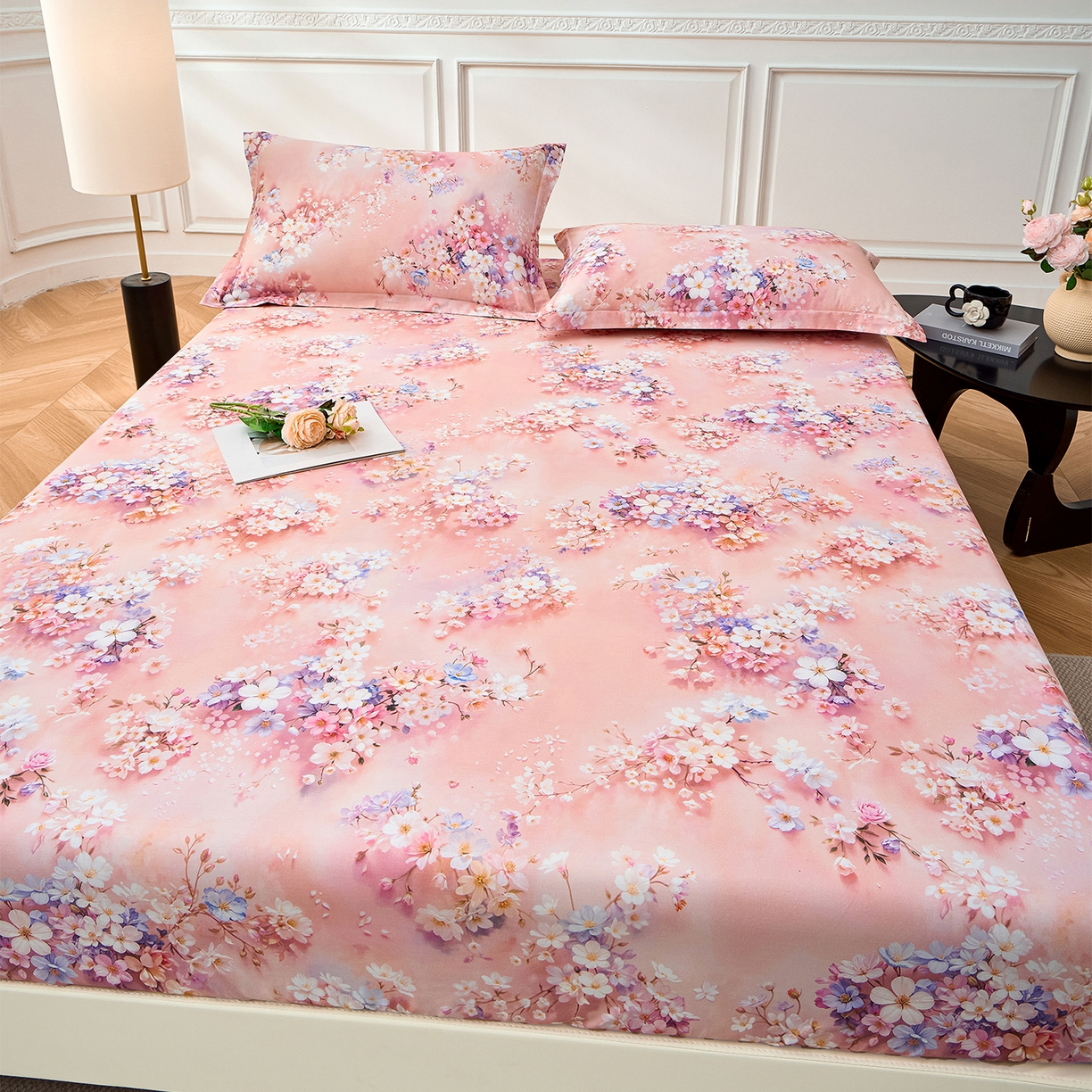 91家纺网 家纺一手货源 找家纺 元元家居（元元被业） 2026新款全棉13372套件及单品【印花款】-单床笠 月棠