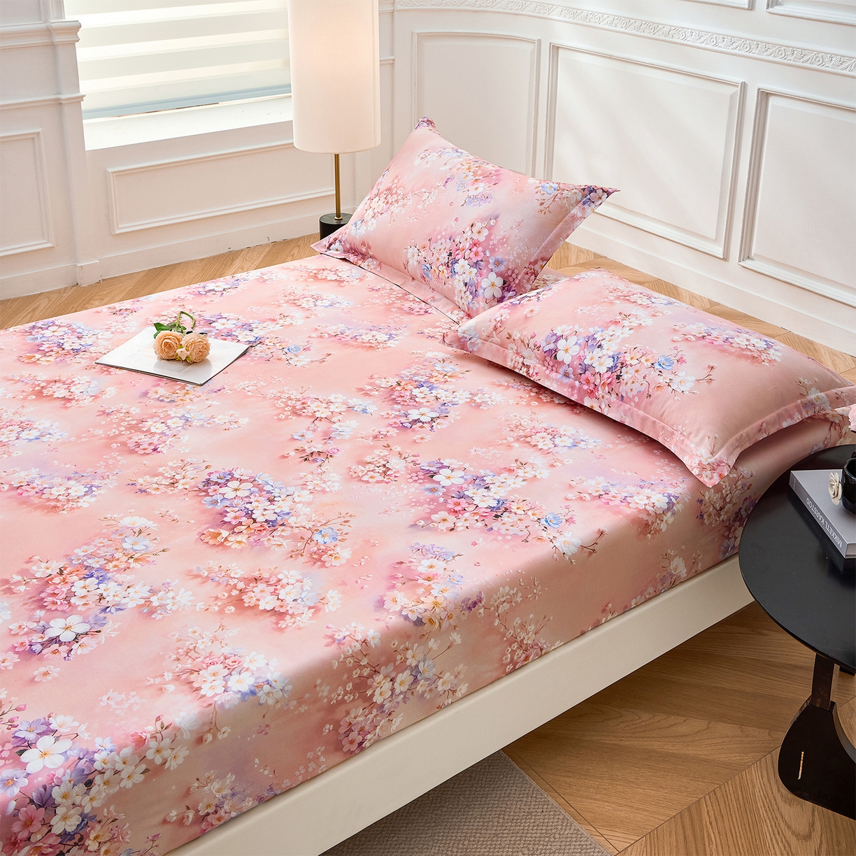 91家纺网 家纺一手货源 找家纺 元元家居（元元被业） 2026新款全棉13372套件及单品【印花款】-单床笠 月棠