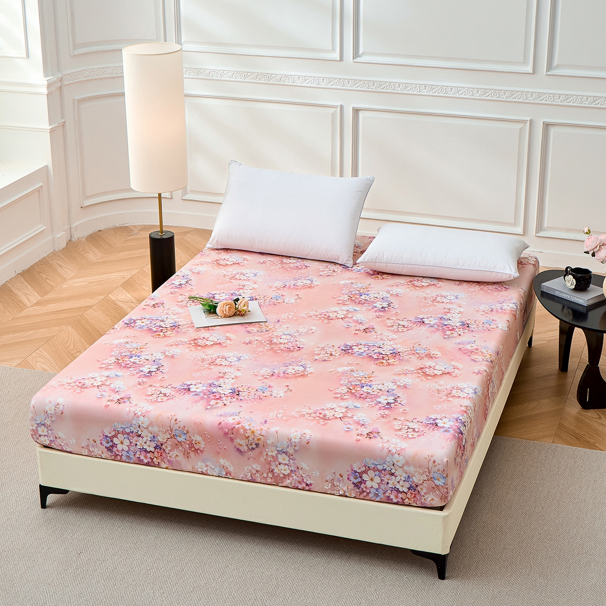 91家纺网 家纺一手货源 找家纺 元元家居（元元被业） 2026新款全棉13372套件及单品【印花款】-单床笠 月棠