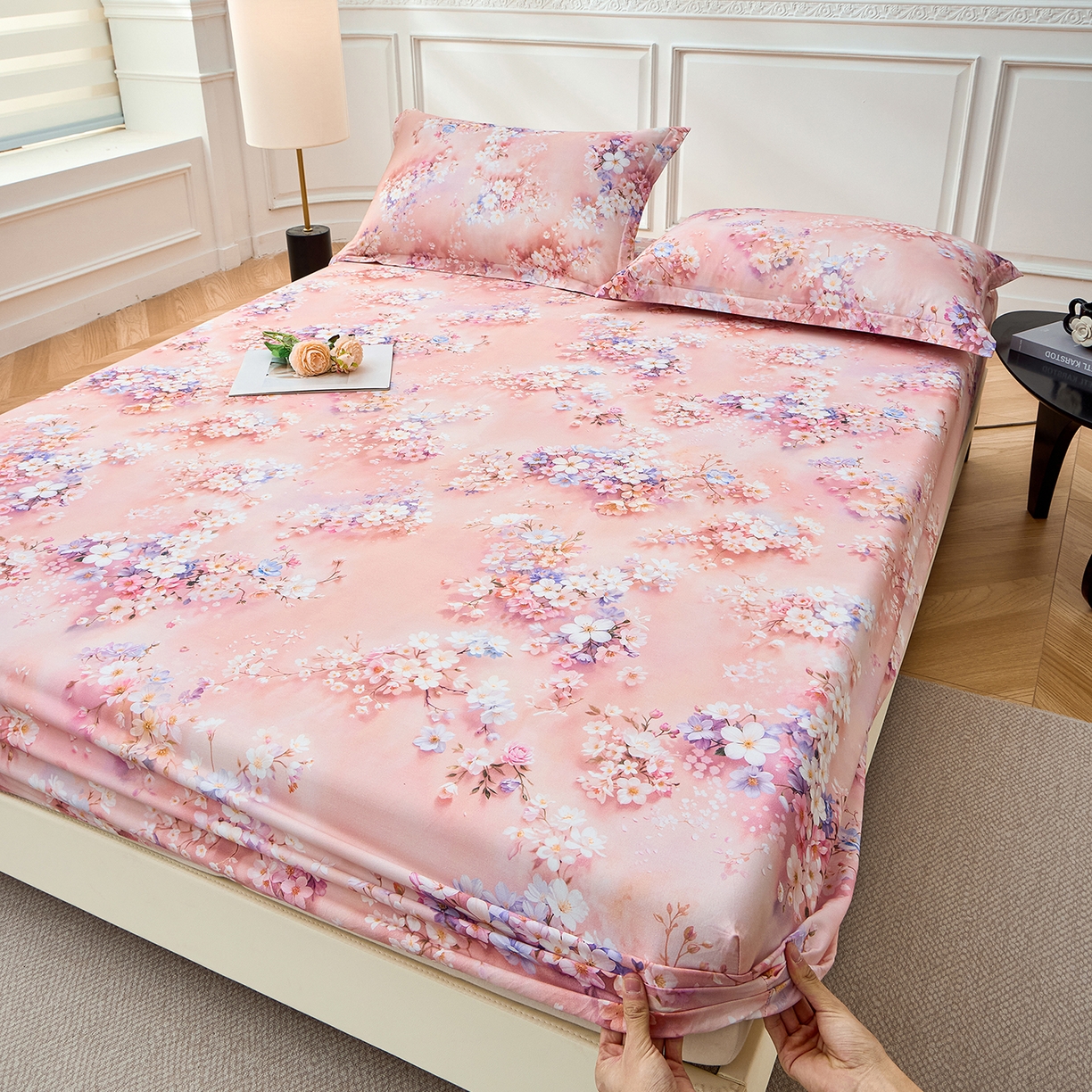 91家纺网 家纺一手货源 找家纺 元元家居（元元被业） 2026新款全棉13372套件及单品【印花款】-单床笠 月棠