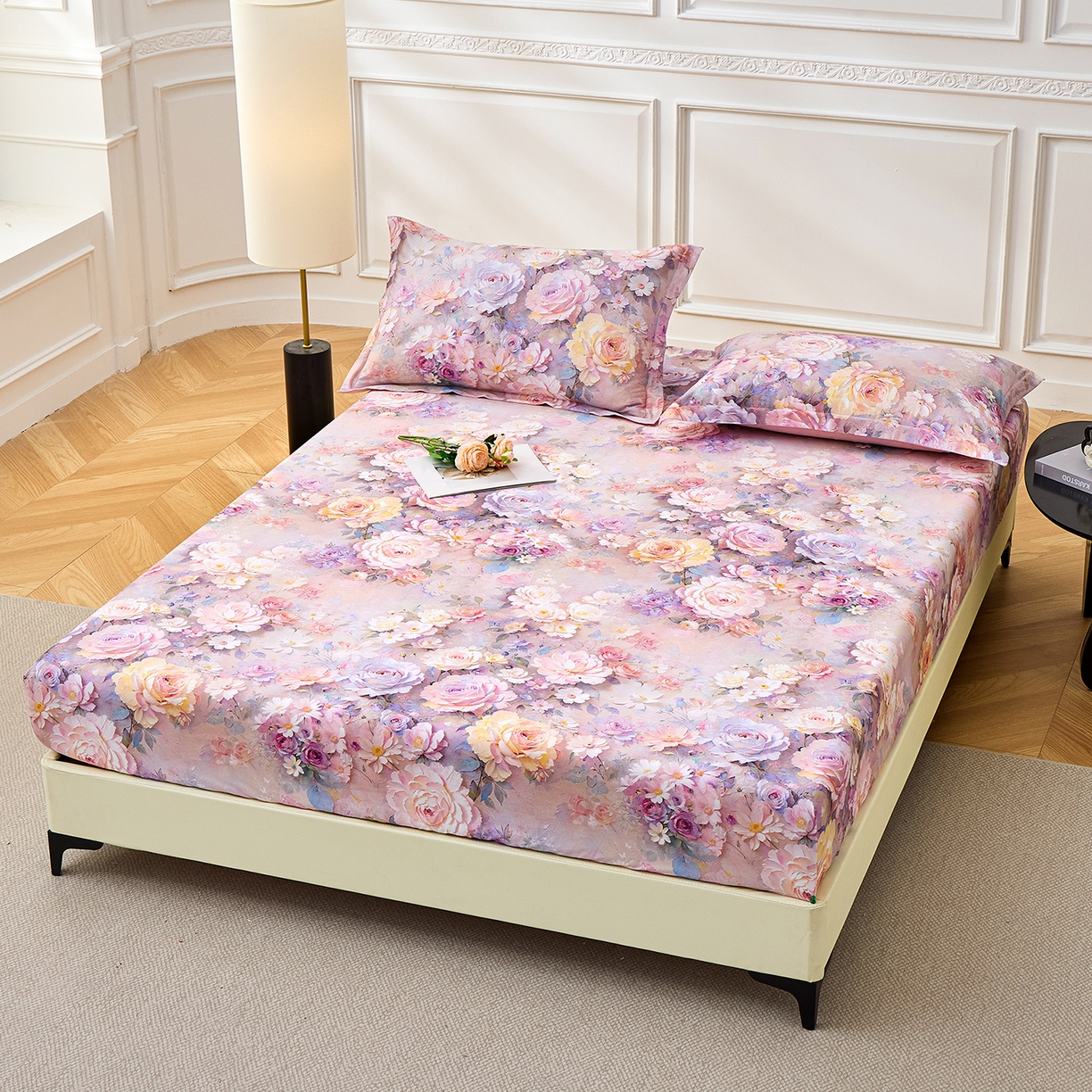 91家纺网 家纺一手货源 找家纺 元元家居（元元被业） 2026新款全棉13372套件及单品【印花款】-单床笠 云樾