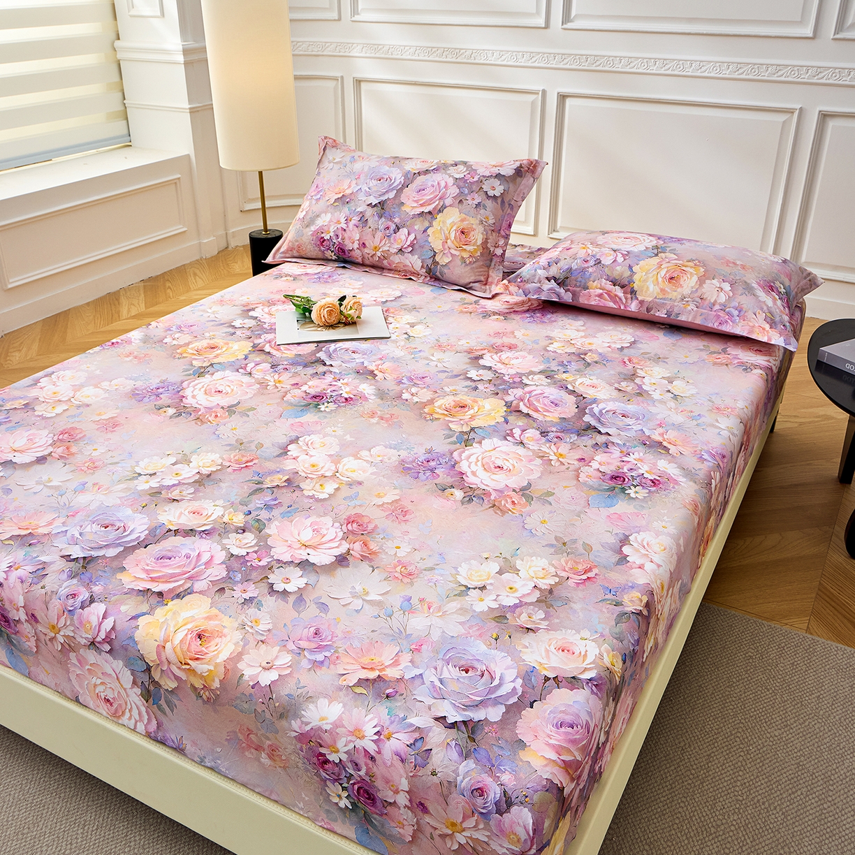 91家纺网 家纺一手货源 找家纺 元元家居（元元被业） 2026新款全棉13372套件及单品【印花款】-单床笠 云樾