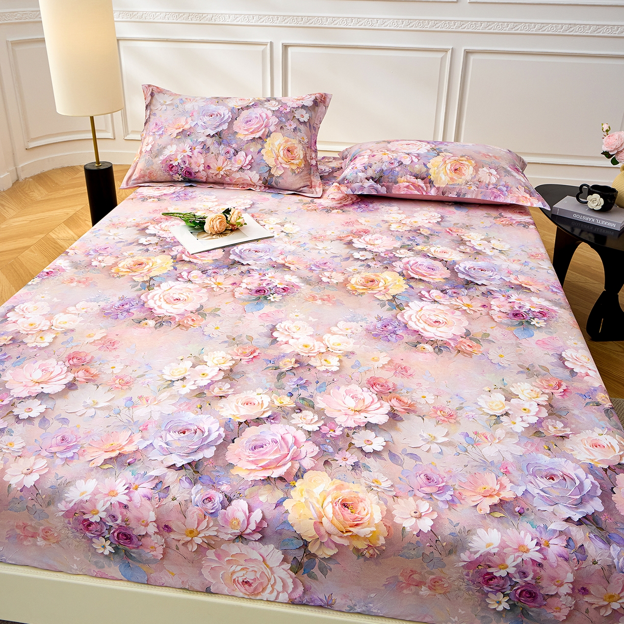 91家纺网 家纺一手货源 找家纺 元元家居（元元被业） 2026新款全棉13372套件及单品【印花款】-单床笠 云樾