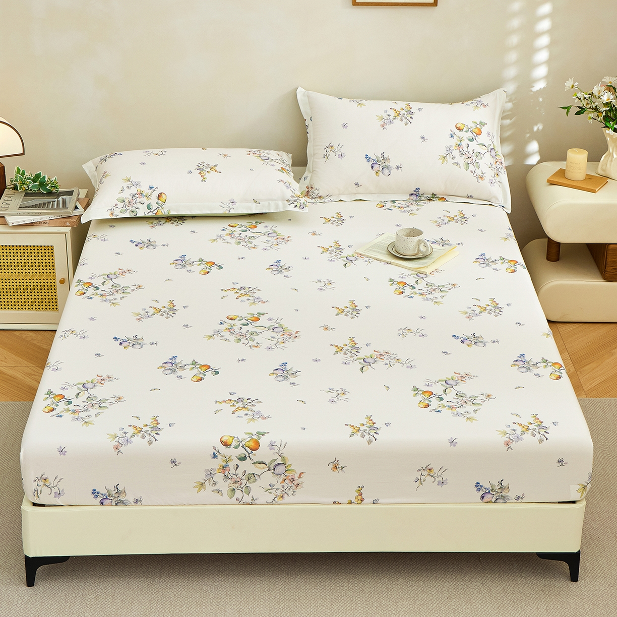 元元家居（元元被业） 2026新款全棉13372套件及单品【印花款】-单床笠 知夏