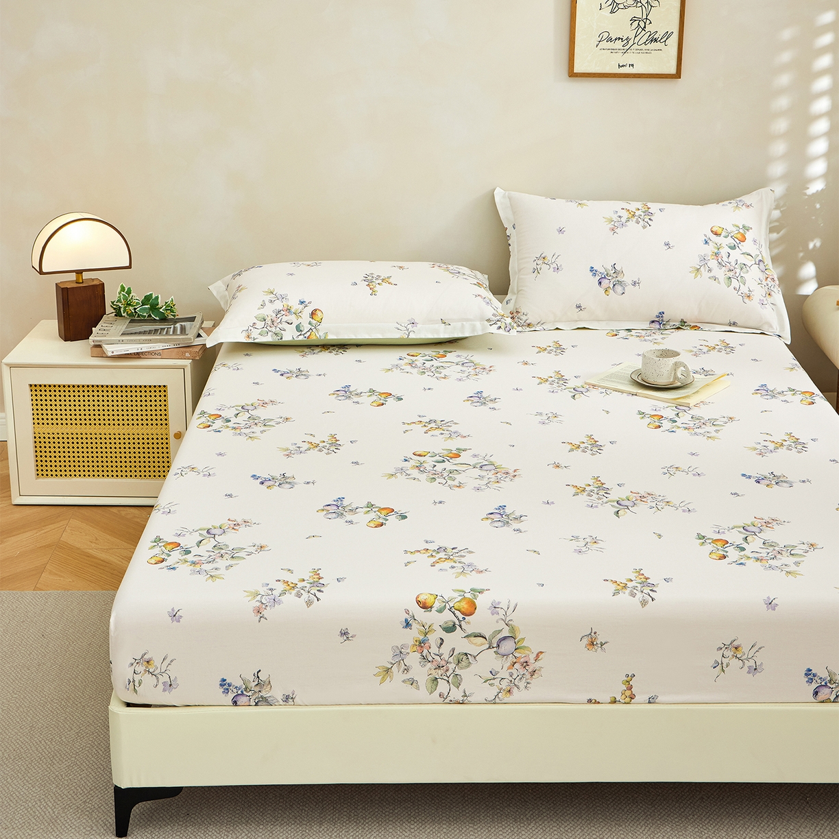 91家纺网 家纺一手货源 找家纺 元元家居（元元被业） 2026新款全棉13372套件及单品【印花款】-单床笠 知夏