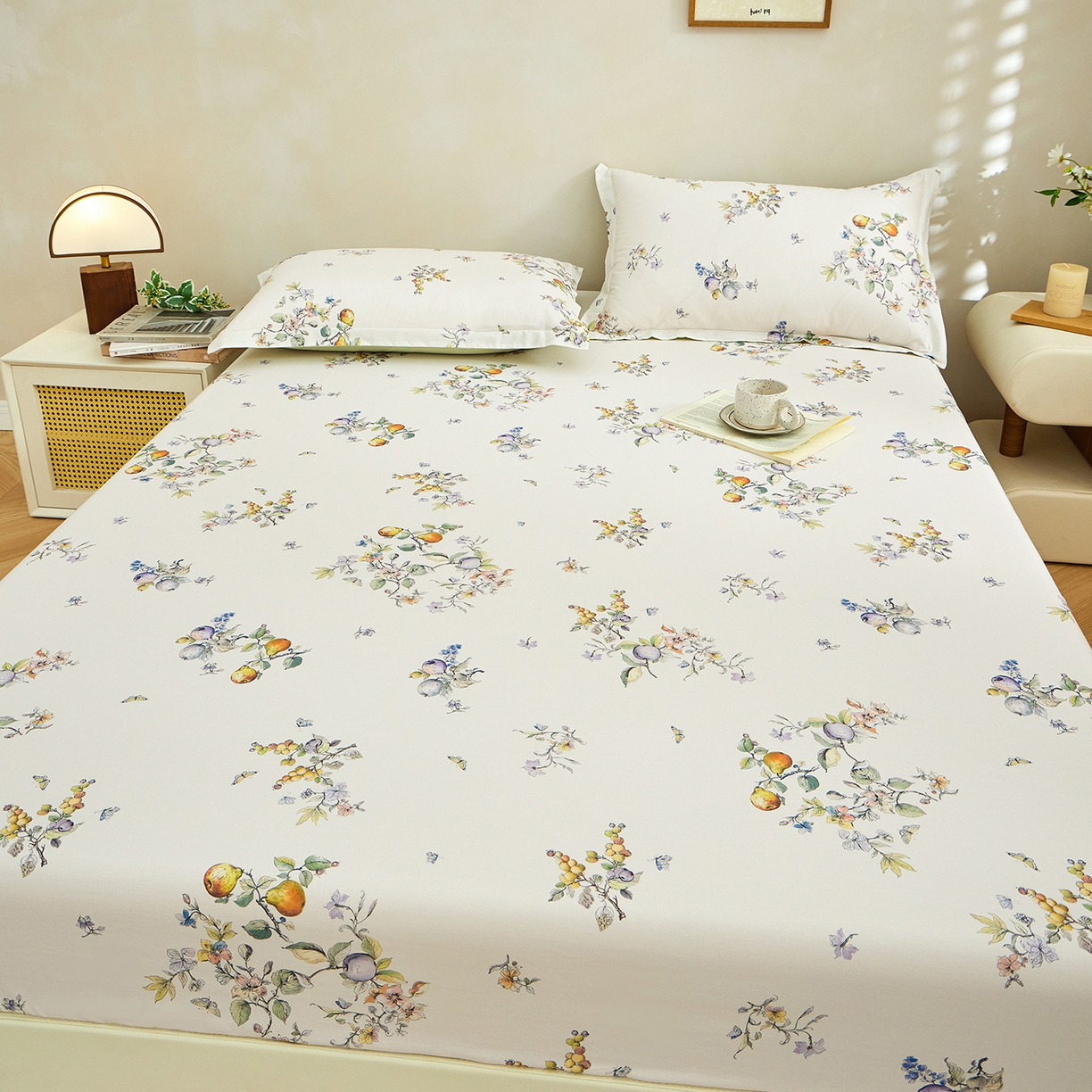 91家纺网 家纺一手货源 找家纺 元元家居（元元被业） 2026新款全棉13372套件及单品【印花款】-单床笠 知夏