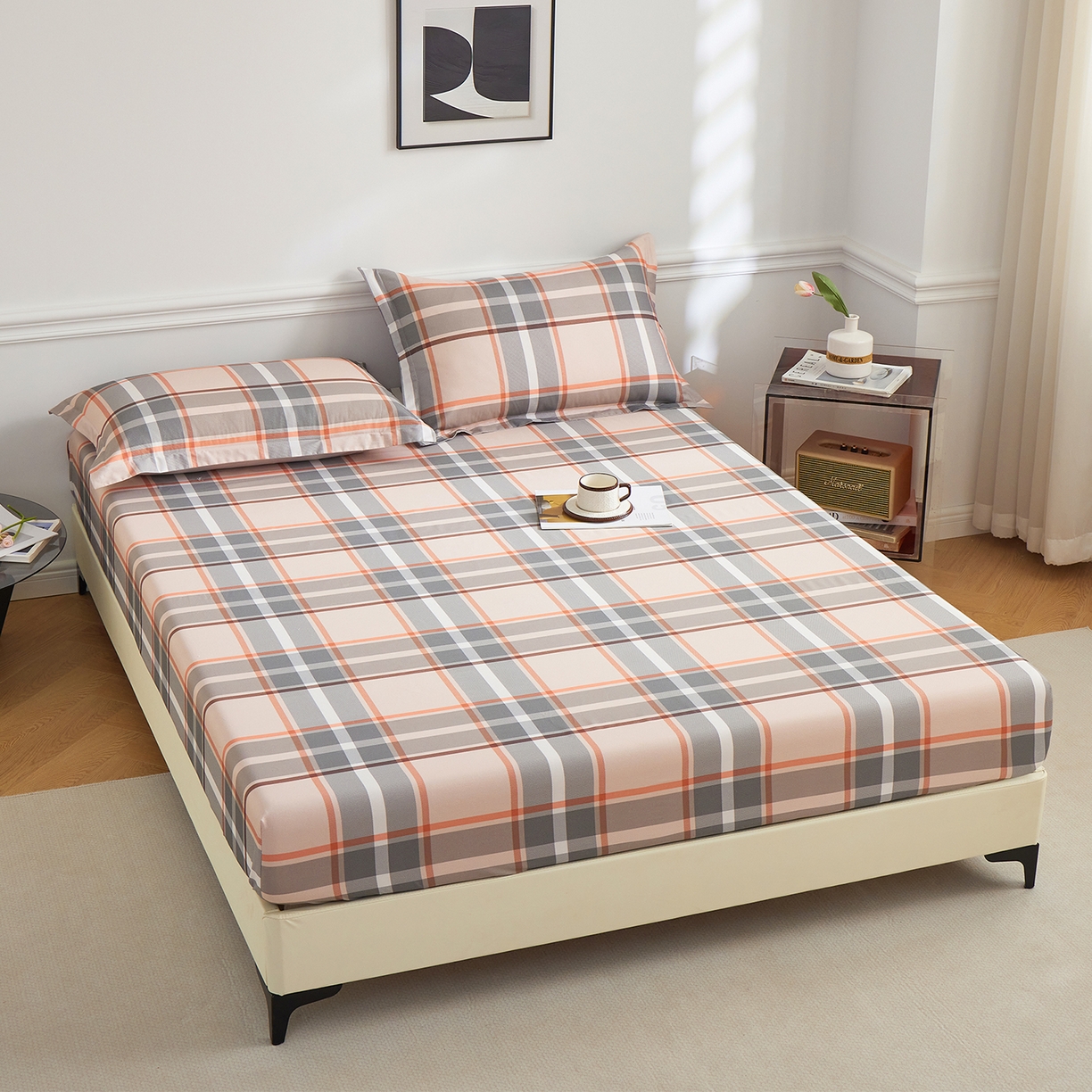 91家纺网 家纺一手货源 找家纺 元元家居（元元被业） 2026新款全棉13372套件及单品【印花款】-单床笠 自在