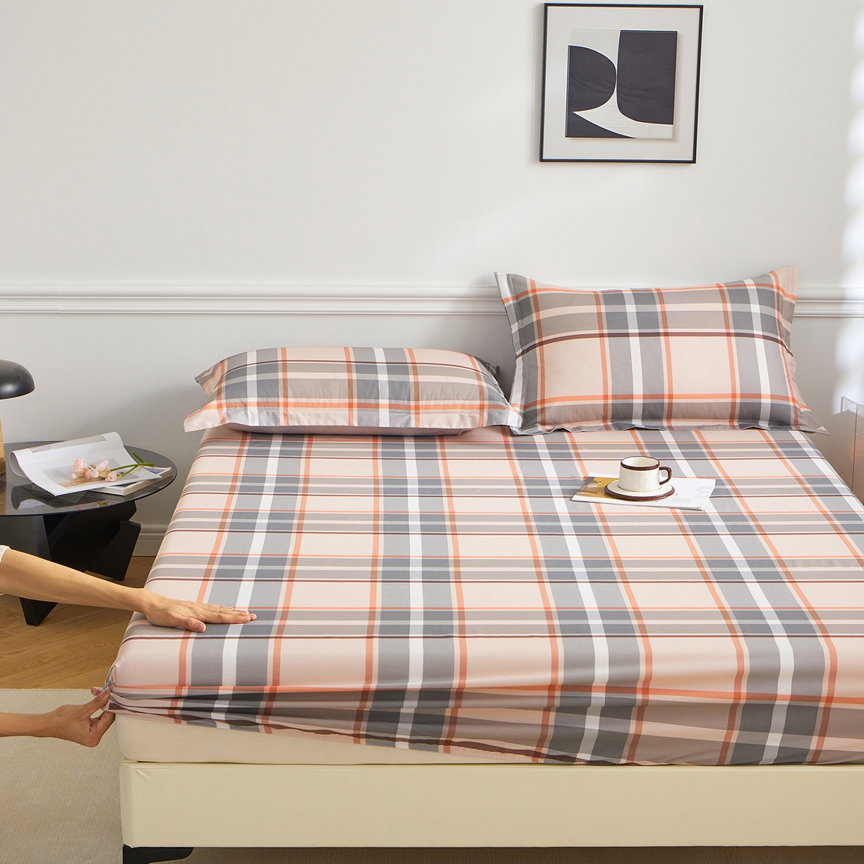 91家纺网 家纺一手货源 找家纺 元元家居（元元被业） 2026新款全棉13372套件及单品【印花款】-单床笠 自在