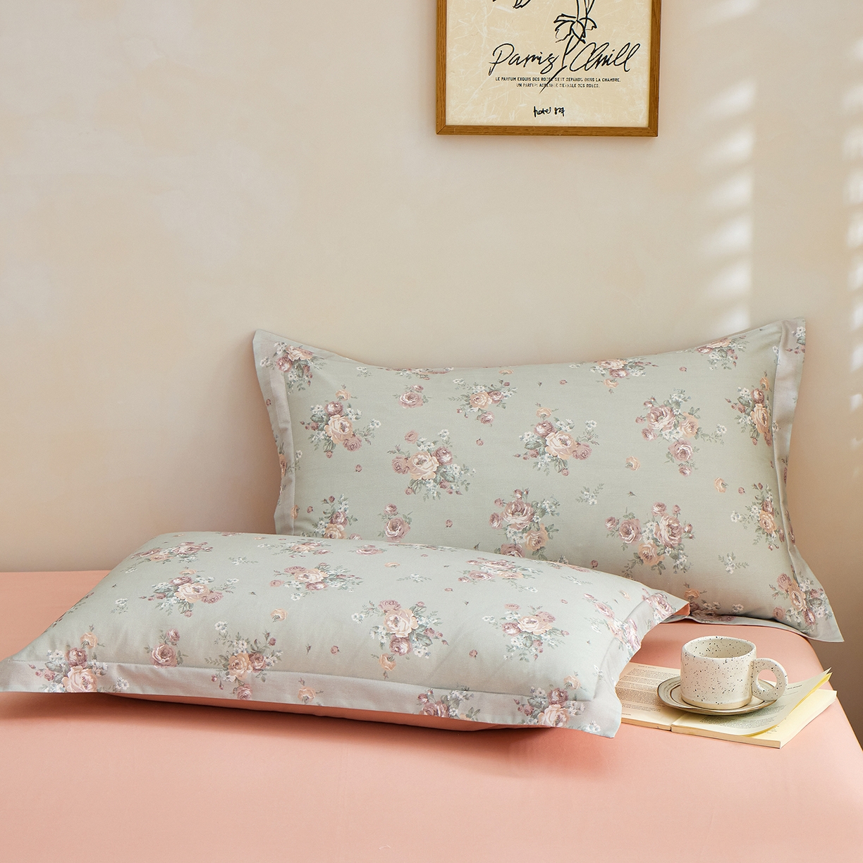 91家纺网 家纺一手货源 找家纺 元元家居（元元被业） 2026新款全棉13372套件及单品【印花款】-单枕套 金溪