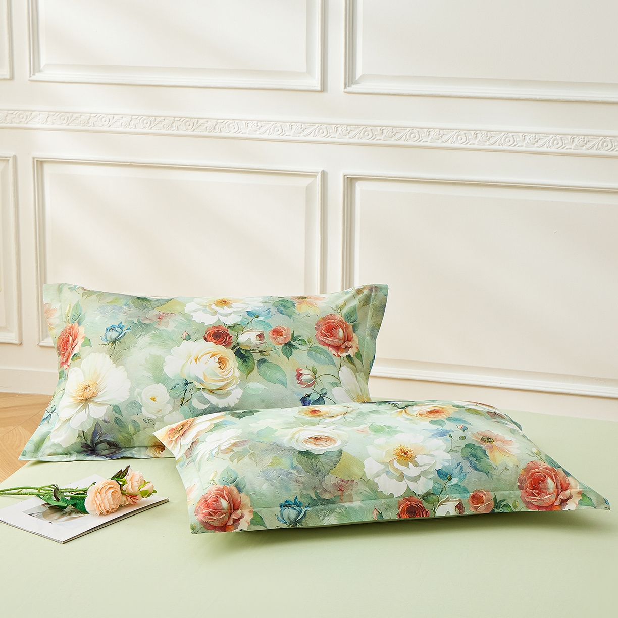 91家纺网 家纺一手货源 找家纺 元元家居（元元被业） 2026新款全棉13372套件及单品【印花款】-单枕套 秀丽