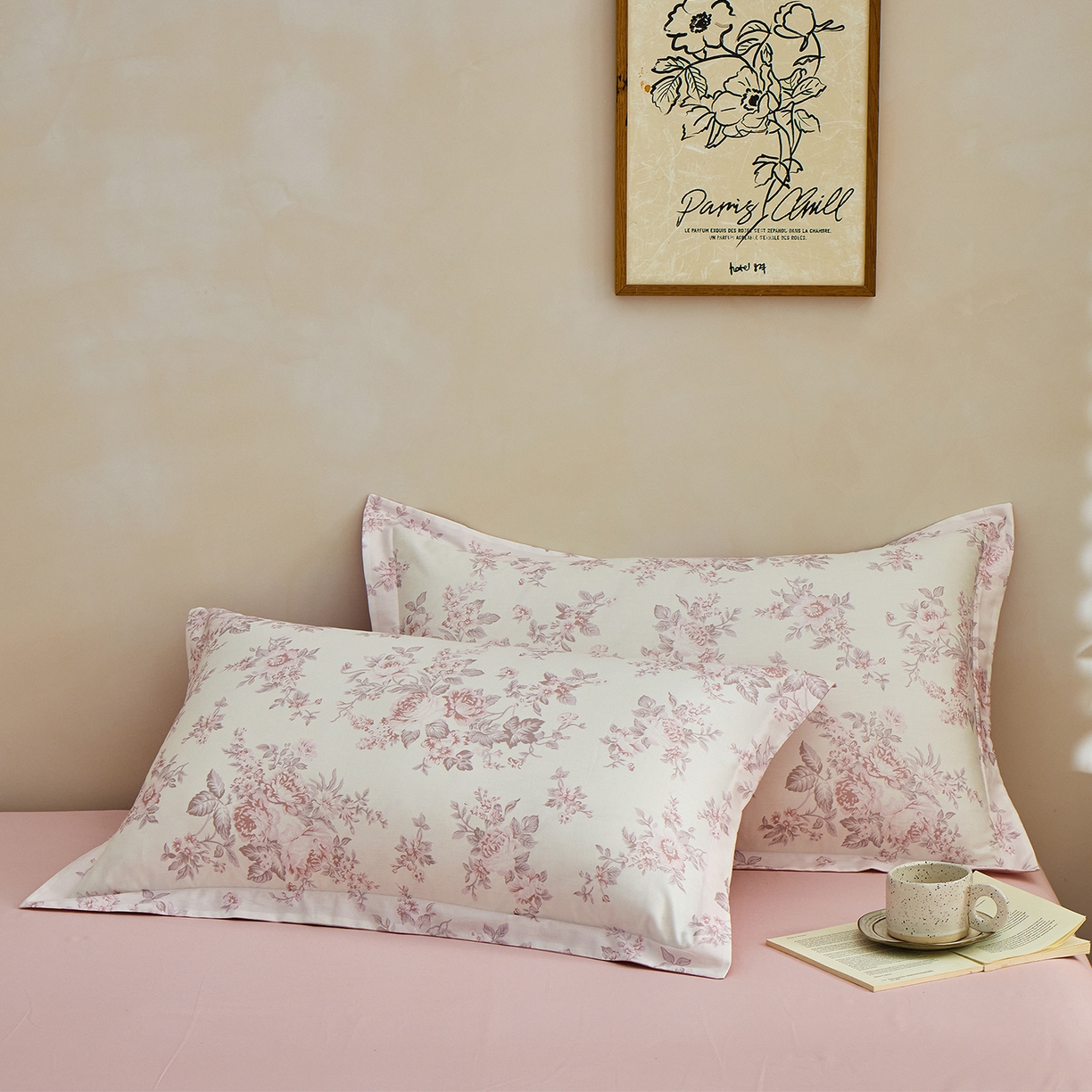 91家纺网 家纺一手货源 找家纺 元元家居（元元被业） 2026新款全棉13372套件及单品【印花款】-单枕套 芙尔