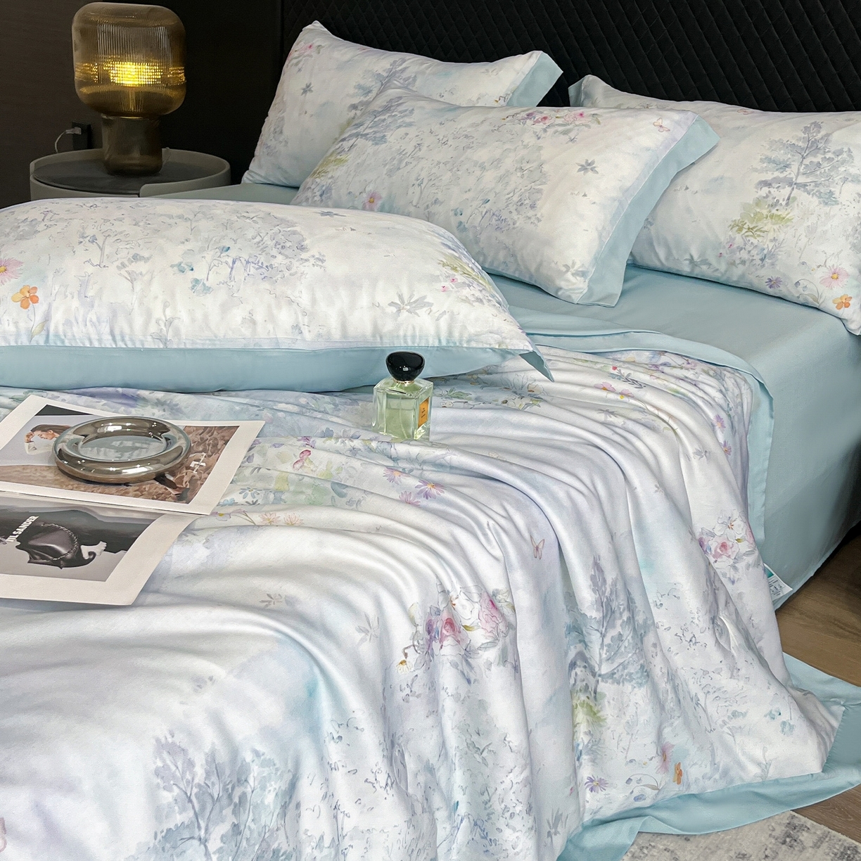 91家纺网 家纺一手货源 找家纺 （总）迷尚家居 2026新款夏被100%莱赛尔数码印花夏被四件套50支天丝夏被