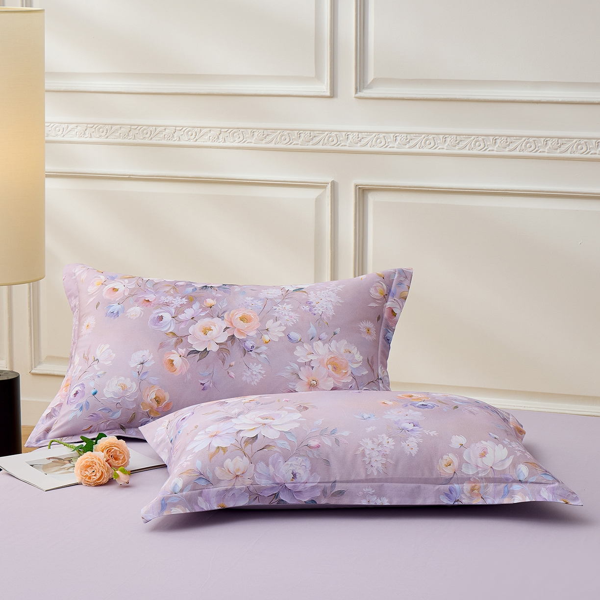 元元家居（元元被业） 2026新款全棉13372套件及单品【印花款】-单枕套 花漾紫